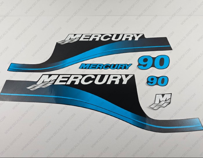 Mercury 90HP Two Stroke Outboard Decal Kit BLUE